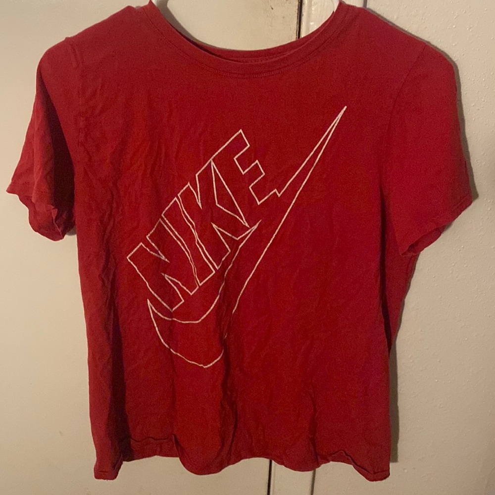 red nike t-shirt, red and comfy.